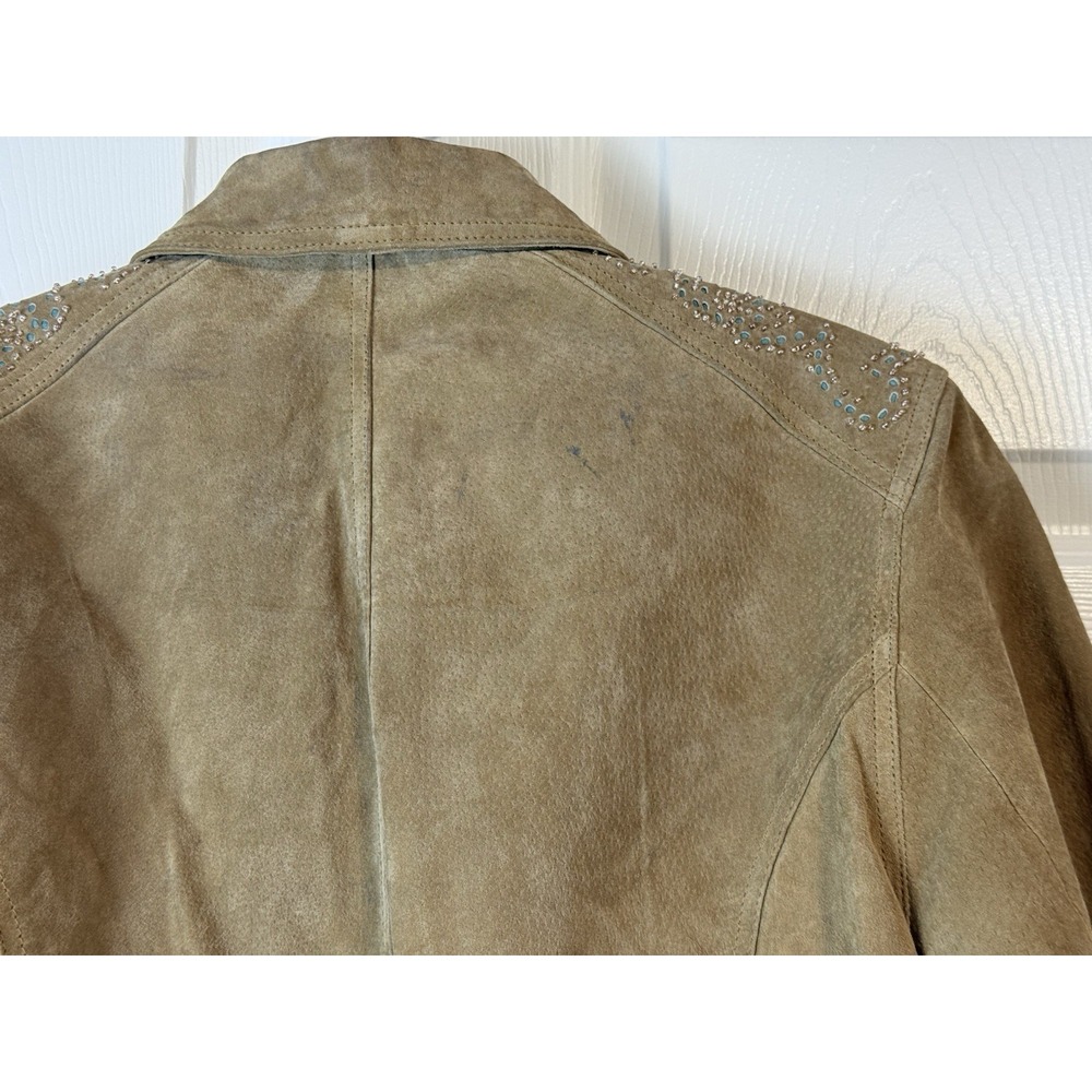 Brandon Thomas 100% Suede Leather Jacket Tan Women's Sz S Boho Western Rodeo - Picture 13 of 16